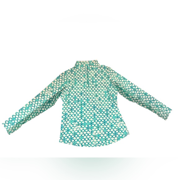 IBKUL Doreen Print Long Sleeve Mock Neck Top- Caribbean Tiles Size Medium UPF50 - Picture 2 of 7